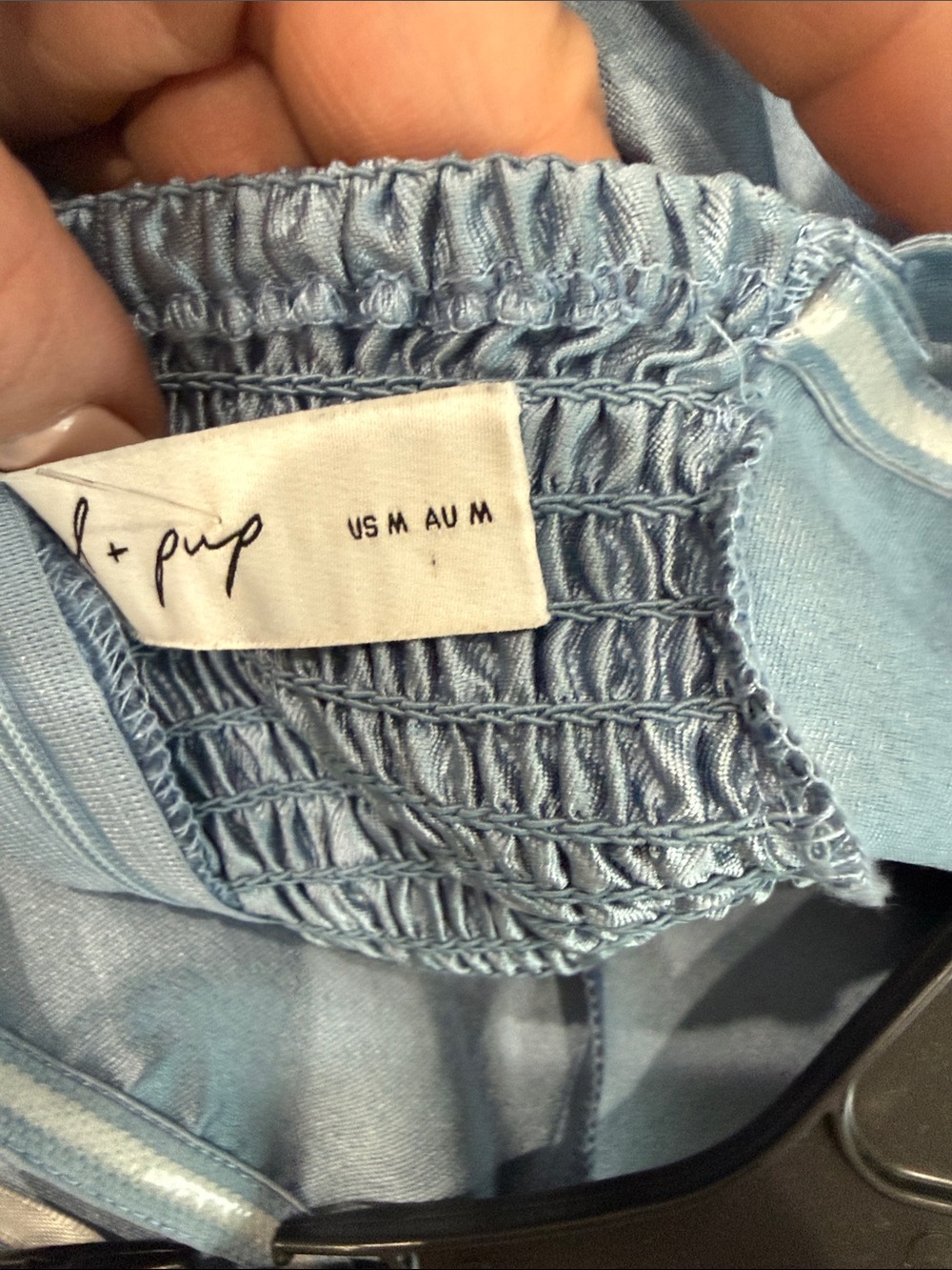 Petal & Pup Betina Bow Front Maxi Dress Blue Strapless Satin NWOT Size M - Picture 9 of 9